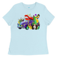 Baby Blue mardi gras gnome on the truck Ladies Tee - CowGirlArtShop