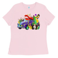 Bubblegum Pink mardi gras gnome on the truck Ladies Tee - CowGirlArtShop