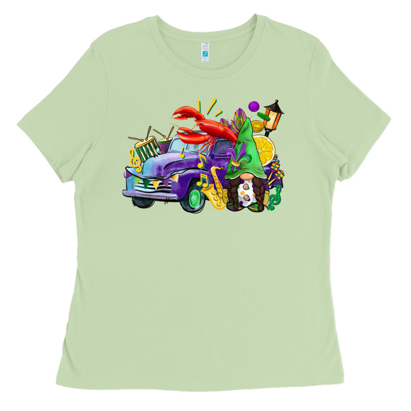 Mardi Gras Gnome On The Truck Ladies Tee by CowGirlArtShop | Teevron