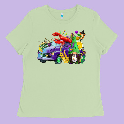 Mardi Gras Gnome On The Truck Ladies Tee Designed By Cowgirlartshop