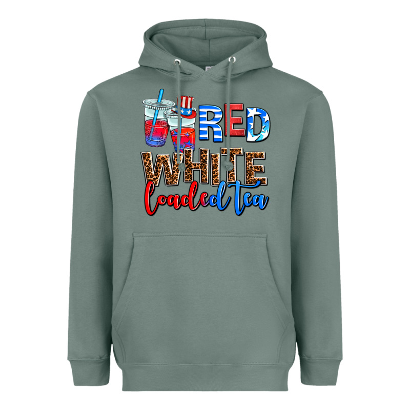 Red White Loaded Tea Heavyweight Hoodie by AdoDesignShop | Teevron