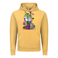Vintage Mustard Halloween Cold Drink Frappe With Tombstone Vintage Hoodie - FaDigitalArtStudio