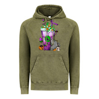 Halloween Cold Drink Frappe With Tombstone Vintage Hoodie | Teevron