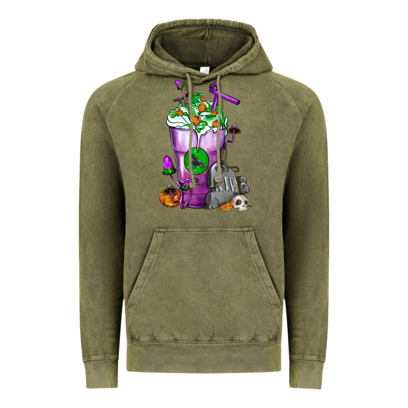 Halloween Cold Drink Frappe With Tombstone Vintage Hoodie by FaDigitalArtStudio | Teevron