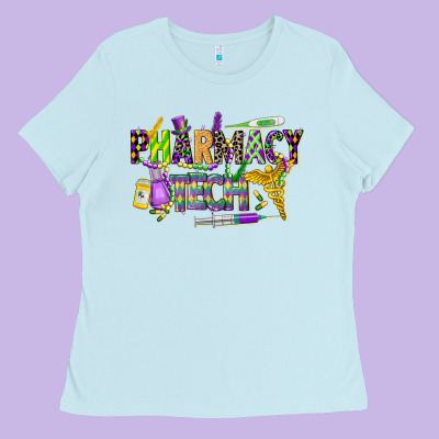 Mardi Gras Pharmacy Tech Ladies Tee Designed By Cowgirlartshop