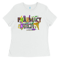 White mardi gras pharmacy tech Ladies Tee - CowGirlArtShop