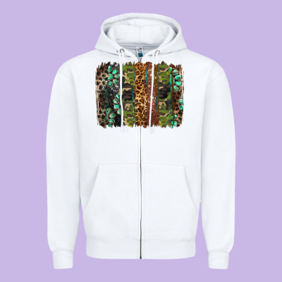 Western Camouflage Brushstroke Zipper Hoodie Designed By Barkaloodesign