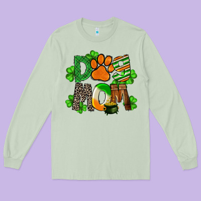 St. Patricks Dog Mom Long Sleeve Tee Designed By Fadigitalartstudio
