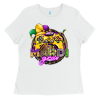 White mardi gras gamer Ladies Tee - CowGirlArtShop