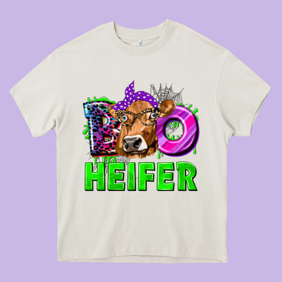 Boo Heifer Cow Heavy Core Tee Designed By Texasbilliewilder
