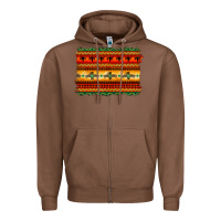 Chestnut bullskull thunderbird aztec pattern warm colors Zipper Hoodie - BarkalooDesign