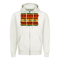 Oatmeal Heather bullskull thunderbird aztec pattern warm colors Zipper Hoodie - BarkalooDesign