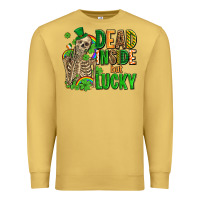 Antique Gold dead inside but lucky  with skeleton Premium Sweatshirt - AdoDesignShop