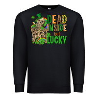 Black dead inside but lucky  with skeleton Premium Sweatshirt - AdoDesignShop