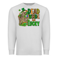 Dove Grey dead inside but lucky  with skeleton Premium Sweatshirt - AdoDesignShop