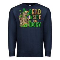 Navy dead inside but lucky  with skeleton Premium Sweatshirt - AdoDesignShop