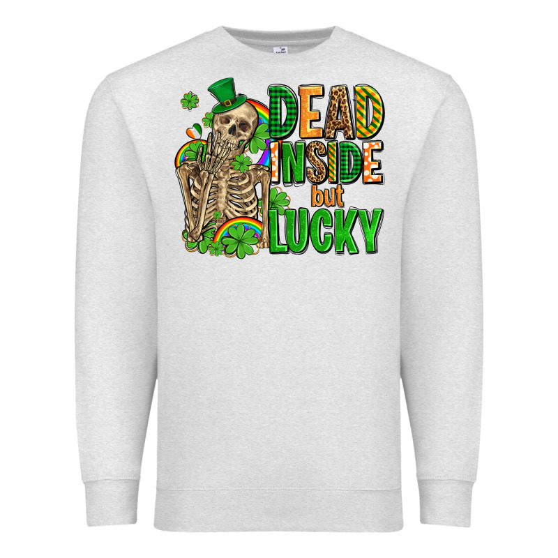 Dead Inside But Lucky  With Skeleton Premium Sweatshirt by AdoDesignShop | Teevron