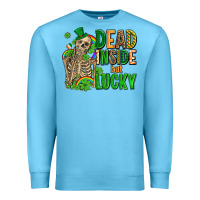 Ocean Blue dead inside but lucky  with skeleton Premium Sweatshirt - AdoDesignShop