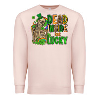 Pale Pink dead inside but lucky  with skeleton Premium Sweatshirt - AdoDesignShop