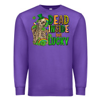 Purple dead inside but lucky  with skeleton Premium Sweatshirt - AdoDesignShop