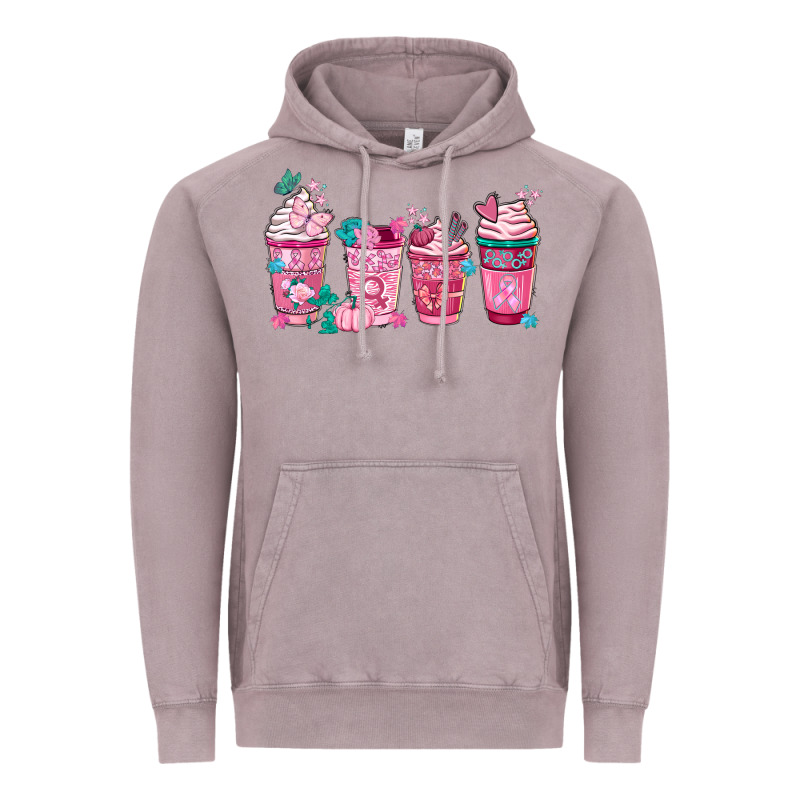 Breast Cancer Coffee Cups Vintage Hoodie by FaDigitalArtStudio | Teevron