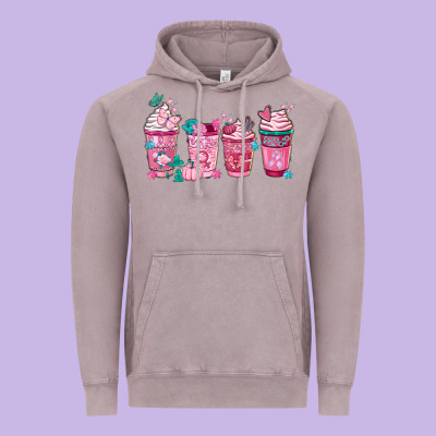 Breast Cancer Coffee Cups Vintage Hoodie Designed By Fadigitalartstudio