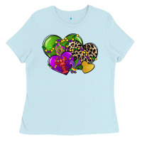 Baby Blue mardi gras hearts cg (1) Ladies Tee - CowGirlArtShop