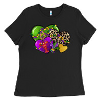 Black mardi gras hearts cg (1) Ladies Tee - CowGirlArtShop