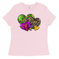 Bubblegum Pink mardi gras hearts cg (1) Ladies Tee - CowGirlArtShop