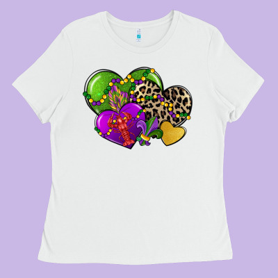 Mardi Gras Hearts Cg (1) Ladies Tee Designed By Cowgirlartshop