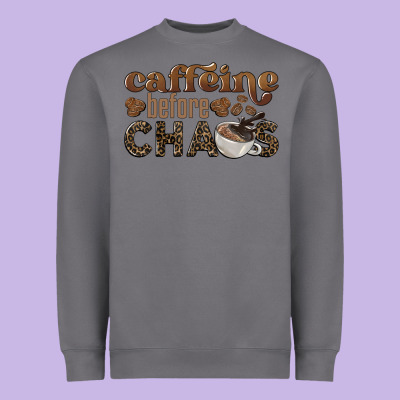 Caffeine Before Chaos Heavyweight Sweatshirt Designed By Barkaloodesign