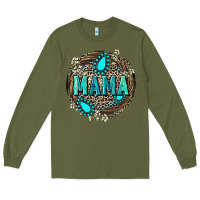 Army Green Mama with gemstone leopard Mother's Day Long Sleeve Tee - FaDigitalArtStudio