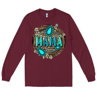 Burgundy Mama with gemstone leopard Mother's Day Long Sleeve Tee - FaDigitalArtStudio