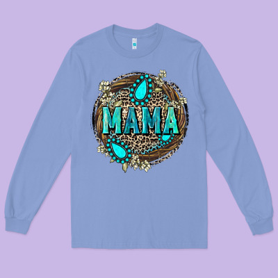 Mama With Gemstone Leopard Mother's Day Long Sleeve Tee Designed By Fadigitalartstudio