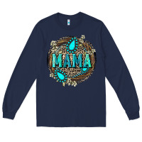 Navy Mama with gemstone leopard Mother's Day Long Sleeve Tee - FaDigitalArtStudio