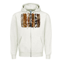 Oatmeal Heather western animal patterns brushstoke Zipper Hoodie - BarkalooDesign