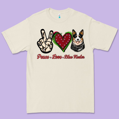 Peace Love Blue Heeler Premium Tee Designed By Jasminsmagicworld