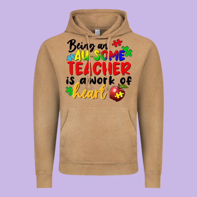 Being An Au Some Teacher Is A Work Of The Heart Vintage Hoodie Designed By Fadigitalartstudio
