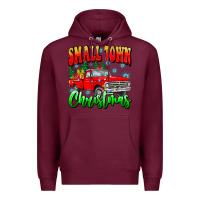 Burgundy Small town Christmas Premium Hoodie - CowhideDigitalArt