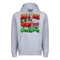 Heather Grey Small town Christmas Premium Hoodie - CowhideDigitalArt