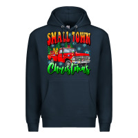 Navy Small town Christmas Premium Hoodie - CowhideDigitalArt