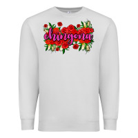 Dove Grey Chingona with roses Premium Sweatshirt - AdoDesignShop