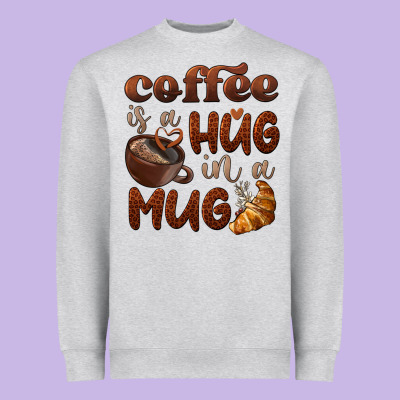 Coffee Is A Hug In A Mug Heavyweight Sweatshirt Designed By Barkaloodesign