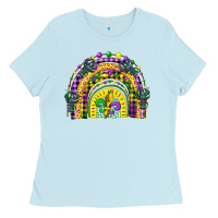Baby Blue mardi gras rainbow and fleur de lis Ladies Tee - CowGirlArtShop