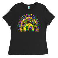 Black mardi gras rainbow and fleur de lis Ladies Tee - CowGirlArtShop