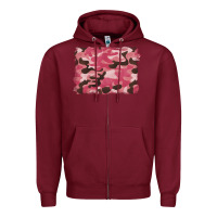 Burgundy pink camouflage background Zipper Hoodie - BarkalooDesign