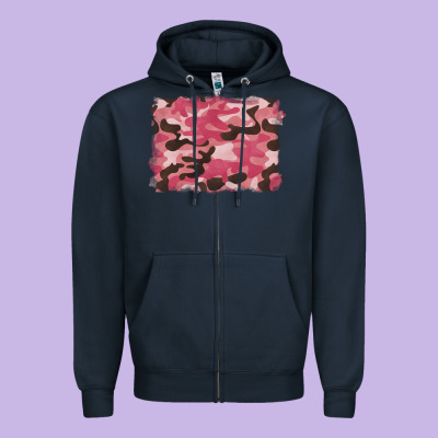 Pink Camouflage Background Zipper Hoodie Designed By Barkaloodesign