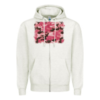 Oatmeal Heather pink camouflage background Zipper Hoodie - BarkalooDesign