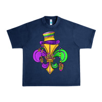 Navy fleur de lis Urban Heavy Tee - OliviaCreatesArt