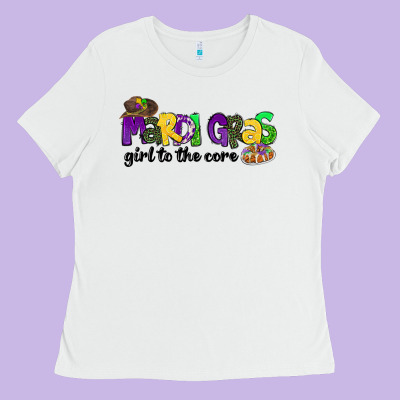 Mardi Gras Girl To The Core Ladies Tee Designed By Cowgirlartshop